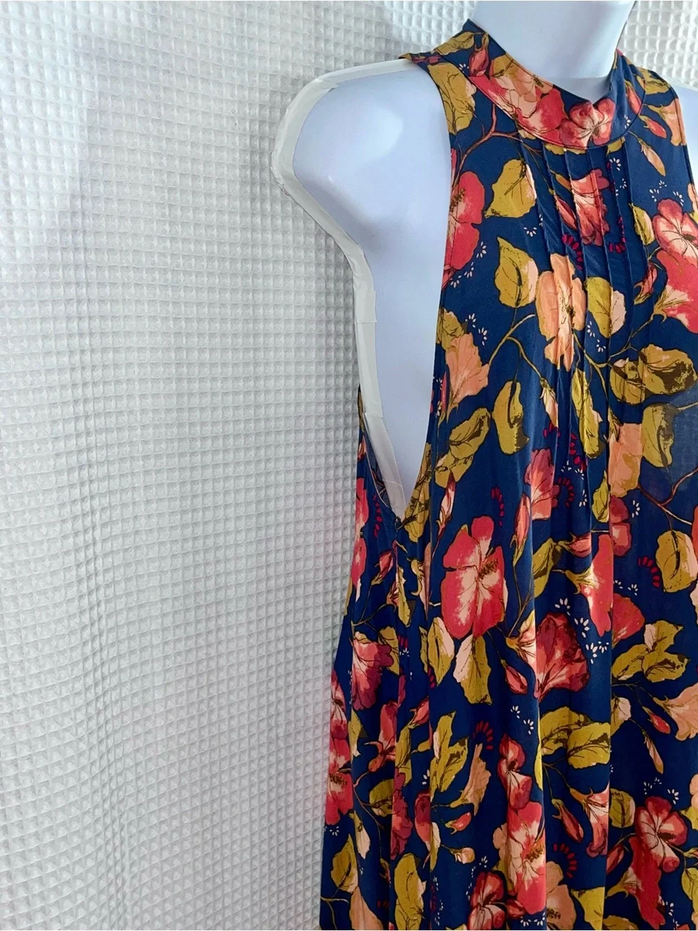 Free People Navy Floral Button-Front Dress size medium - Picture 4 of 9
